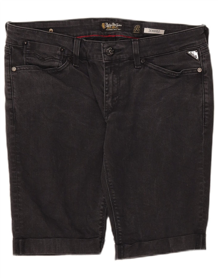 REPLAY Womens Jennpez Denim Shorts W31 Medium Black Cotton