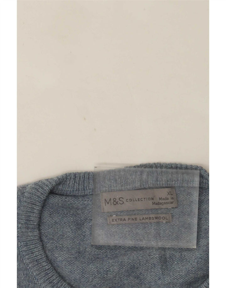 Marks & Spencer Ανδρικό πουλόβερ με λαιμόκοψη XL μπλε μαλλί
