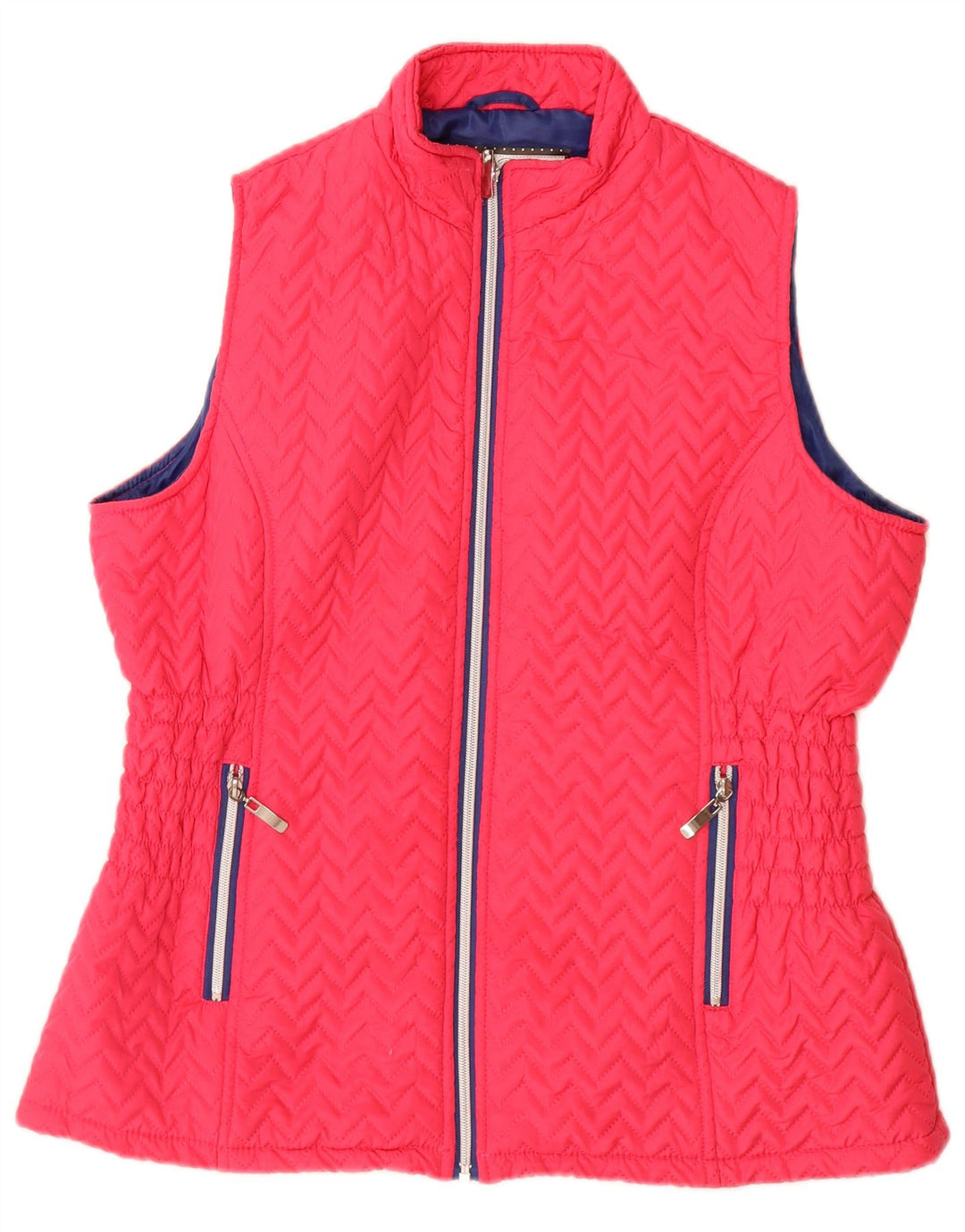 Paco Boutique Γυναικεία Καπιτονέ Gilet UK 16 Μεγάλος Ροζ Chevron Πολυεστέρας