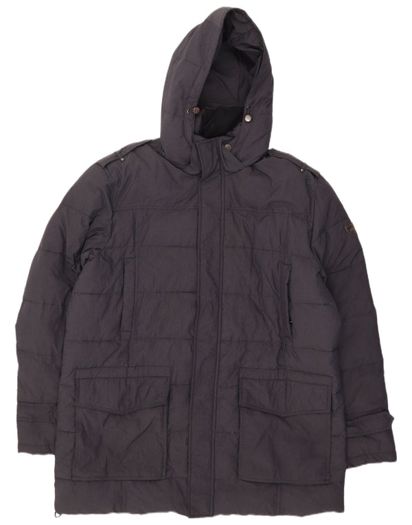 Navigare Ανδρικό παλτό με κουκούλα με επένδυση UK 46 3XL Navy Blue Nylon