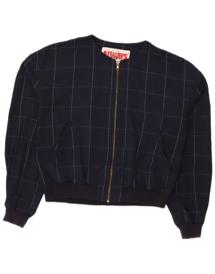 Vintage Γυναικείο Bomber Jacket IT 52 2XL Navy Blue Check Viscose