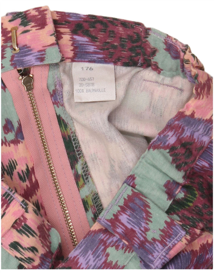 Γυναικεία ίσια ψηλόμεση φούστα VINTAGE W28 Μεσαίο πράσινο φλοράλ βαμβακερό