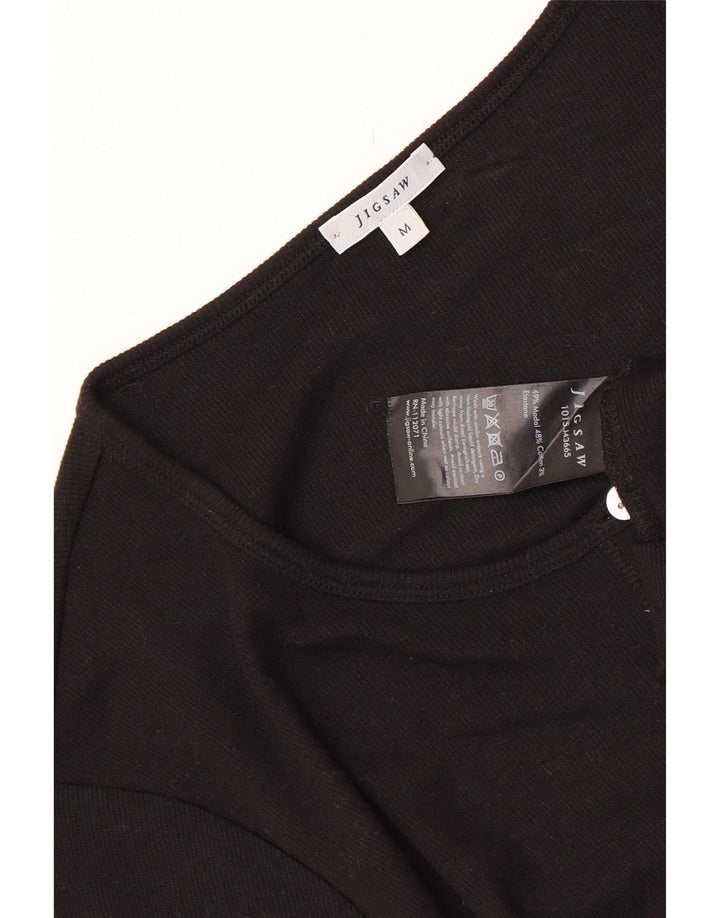 Γυναικεία κοντομάνικη ζακέτα παζλ UK 12 Medium Black Modal