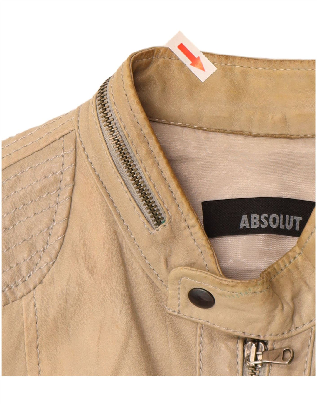 Vintage Γυναικείο Δερμάτινο Μπουφάν UK 16 Large Beige Leather