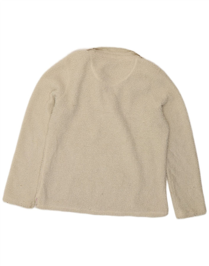 Crew Clothing Γυναικεία κουμπιά με λαιμό Fleece Jumper UK 14 Large White Polyester