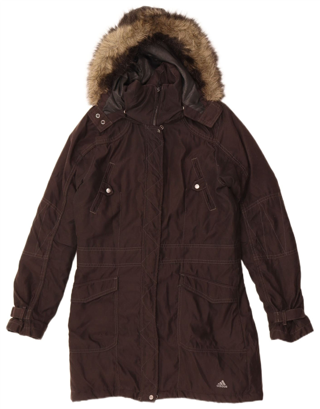 Adidas Γυναικείο μπουφάν Parka με κουκούλα UK 14 Μεσαίο Μαύρο Πολυεστέρα
