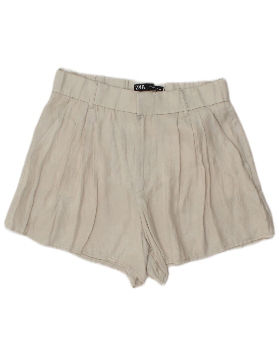 Zara γυναικείο σορτς Chino με καρφίτσες, μεσαία W28, σε λευκή βισκόζη