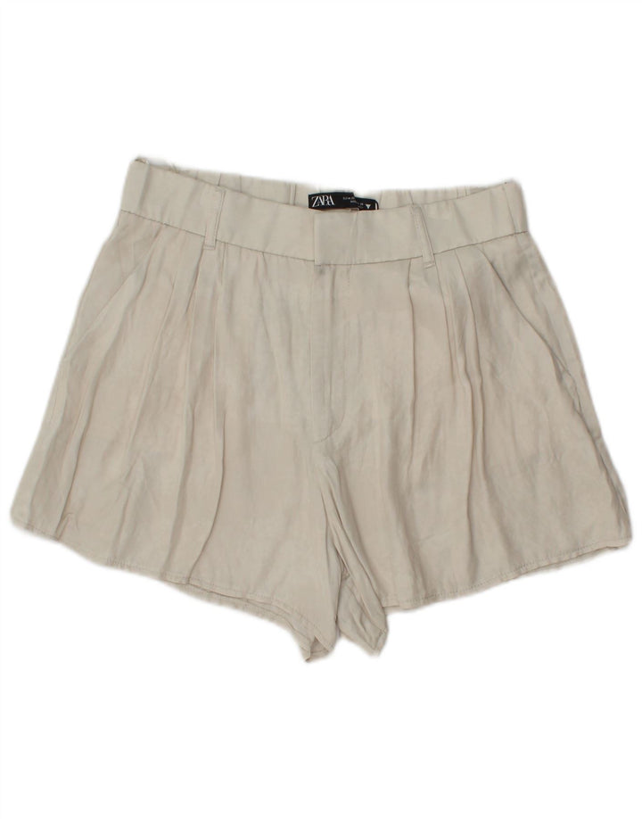 Zara γυναικείο σορτς Chino με καρφίτσες, μεσαία W28, σε λευκή βισκόζη