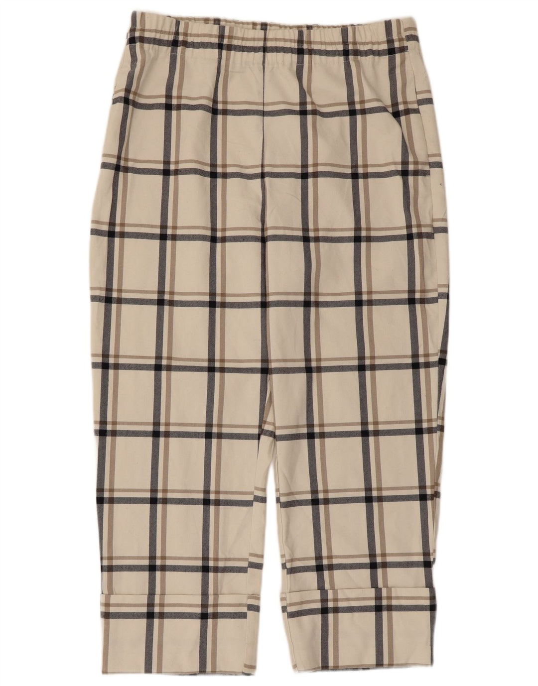 Zara Γυναικείο Cropped Παντελόνι XL W32 L24 White Check Polyester