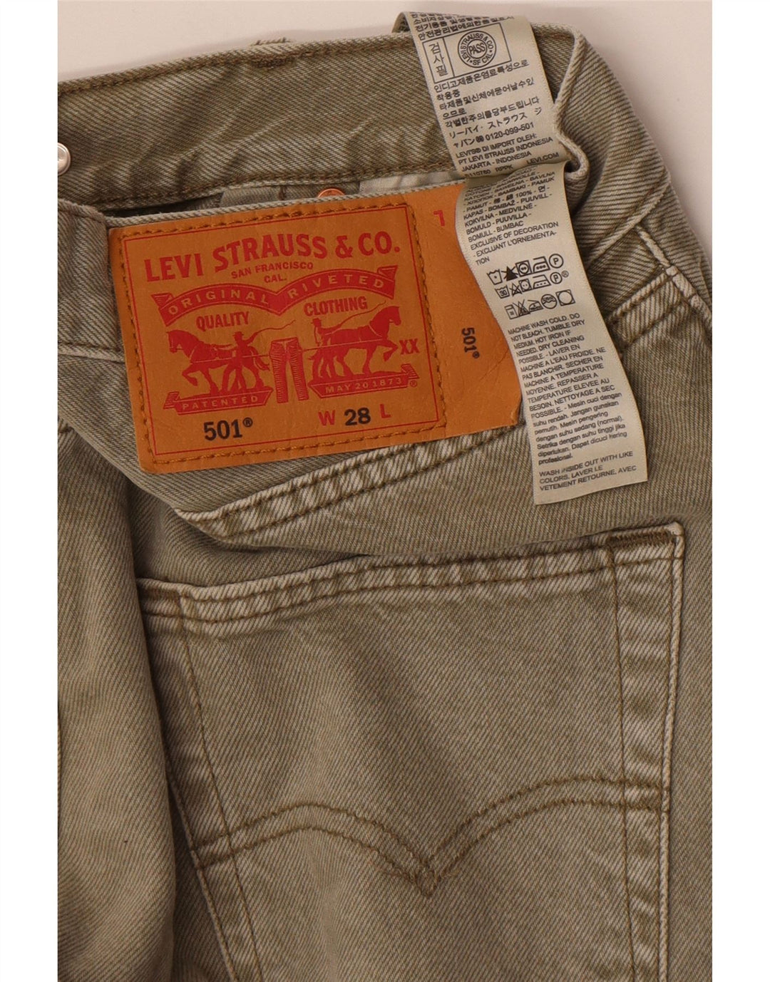Ανδρικό τζιν σορτς Levi's 501 W28 Μικρό Χακί Βαμβακερό