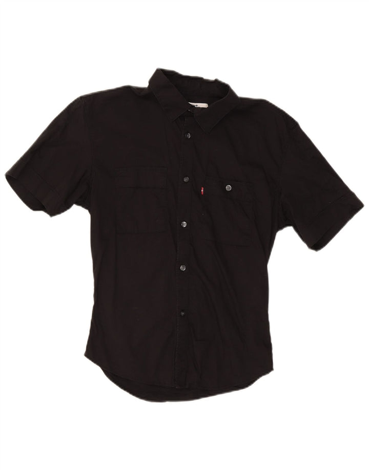 Ανδρικό κοντομάνικο πουκάμισο Levi's Slim Fit Μικρό μαύρο βαμβακερό
