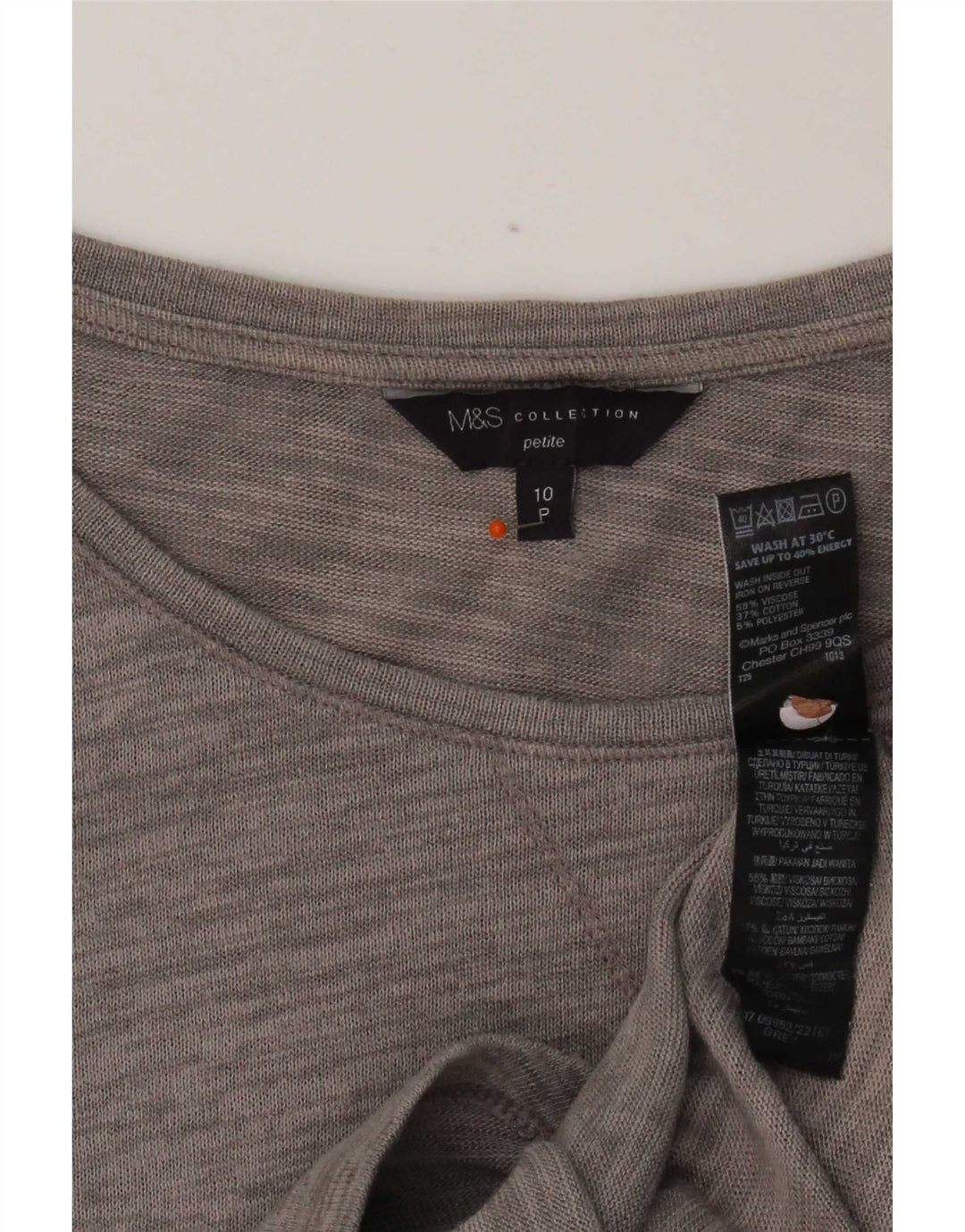 Marks & Spencer Γυναικεία τοπ 3/4 μανίκια UK 10 μικρού γκρι βισκόζη