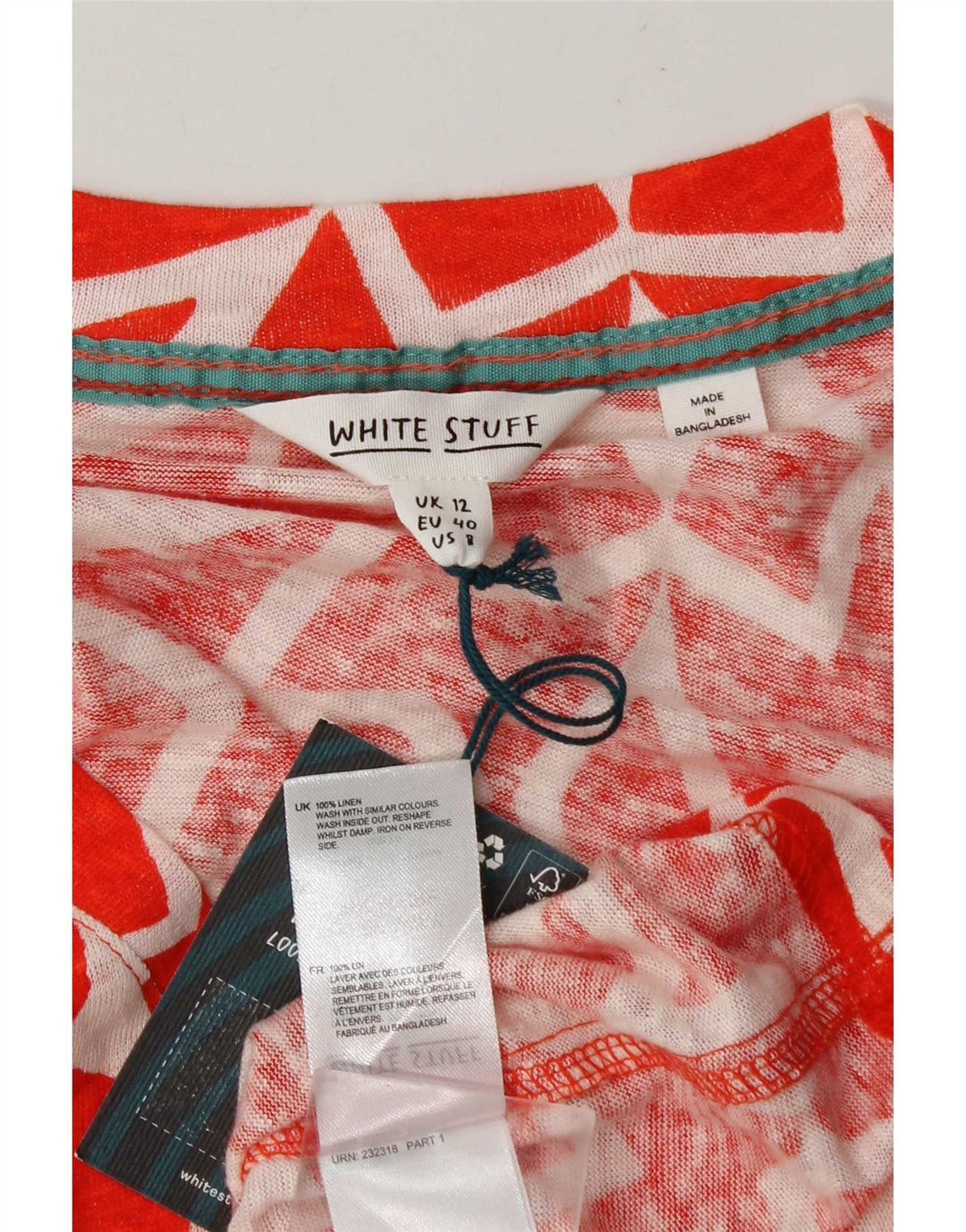 White Stuff Γυναικεία Μπλούζα Τοπ UK 12 Medium Red Geometric Len