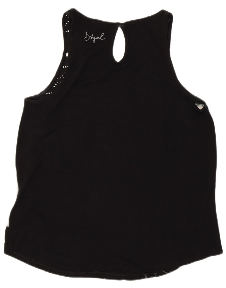 DESIGUAL Γυναικείο γραφικό γιλέκο UK 14 μεγάλο μαύρο ριγέ