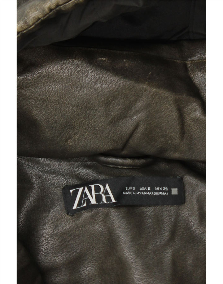 ZARA Γυναικείο μπουφάν 10 Small Khaki με κουκούλα ZARA