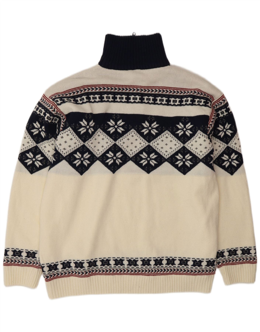 Vintage ανδρικό πουλόβερ με φερμουάρ μεγάλο λευκό Fair Isle Πολυακρυλικό