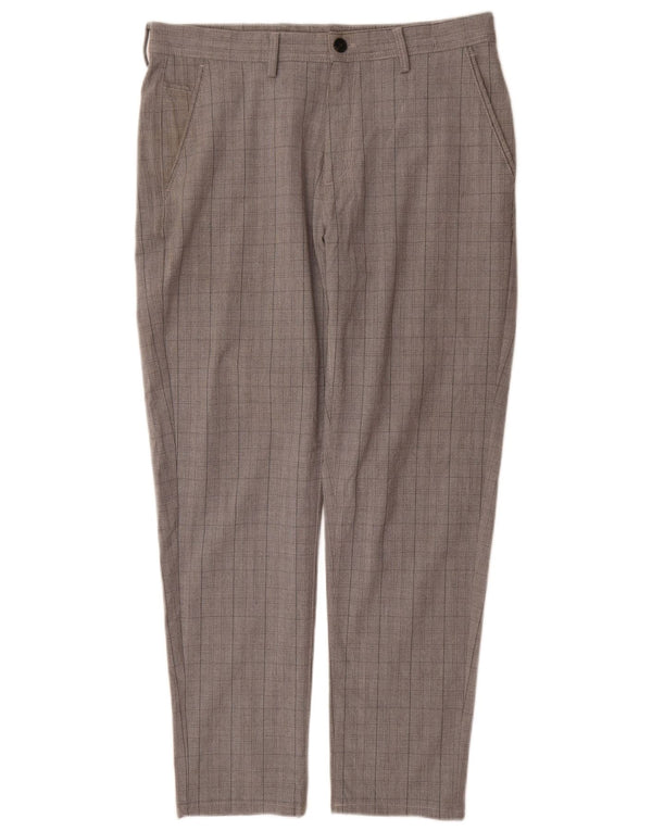 Zara Ανδρικό Slim παντελόνι Chino EU 42 Large W32 L30 Grey Check Polyester