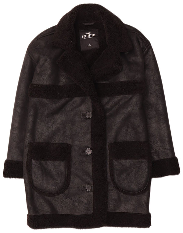 Hollister Γυναικείο Πανωφόρι Sherpa Oversized UK 10 Small Black Polyester