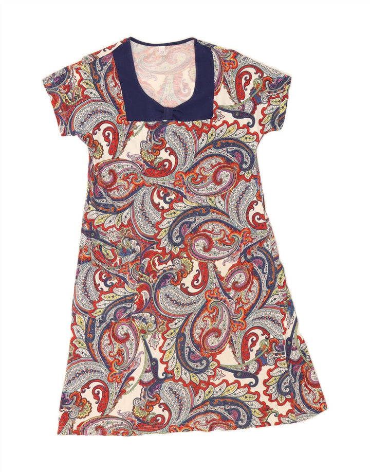VINTAGE Womens Basic Dress UK 12 Medium Multicoloured Paisley Cotton Vintage Vintage and Second-Hand Vintage from Messina Hembry 