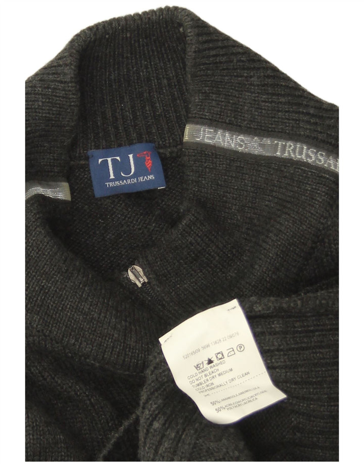 Ανδρικό πουλόβερ ζακέτα Trussardi Jeans Μεγάλο Γκρι Μαλλί