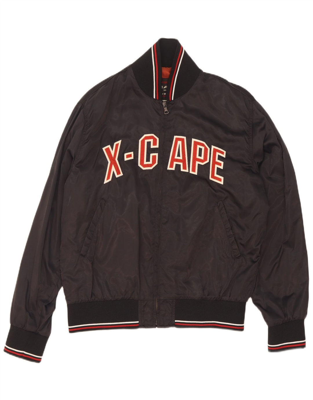 X-Cape Ανδρικό Γραφικό Bomber Jacket UK 40 Μεγάλο Μαύρο Colourblock Πολυαμίδιο