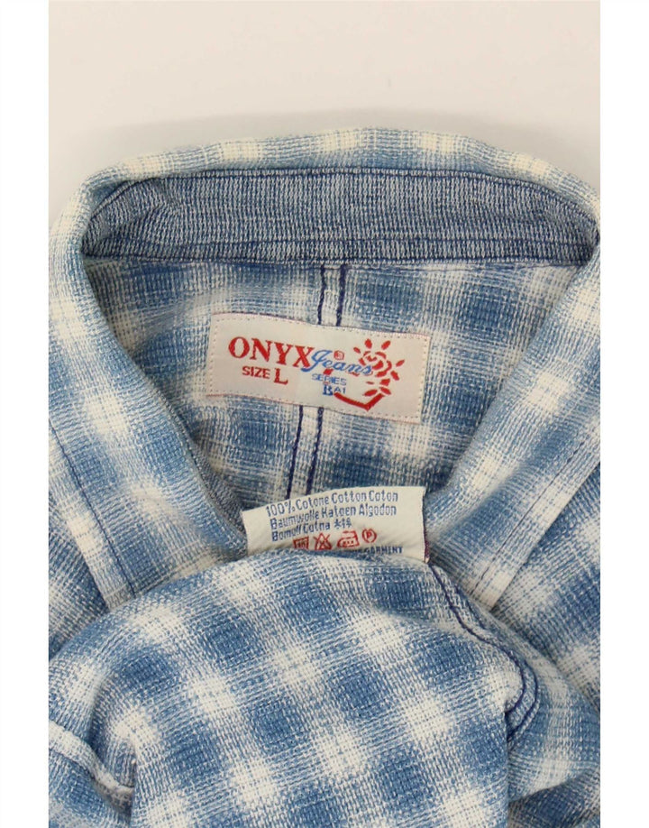 Γυναικείο πουκάμισο Onyx Flannel UK 14 Large Blue Check Cotton