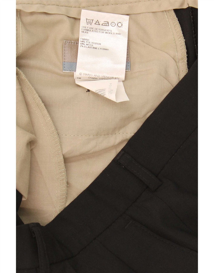 Marks & Spencer Ανδρικό παντελόνι με καρφίτσα W34 L33 Μαύρο πολυεστέρα