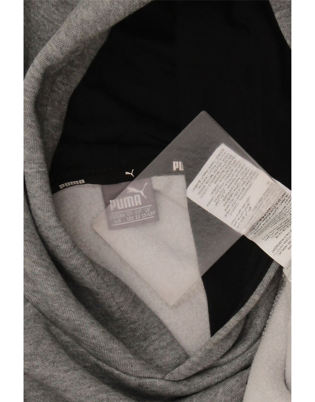 PUMA Boys Graphic Hoodie Jumper 11-12 Years Grey Cotton