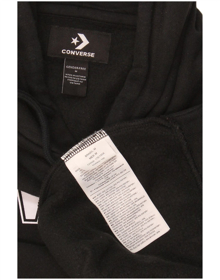 CONVERSE Mens Graphic Hoodie Jumper Medium Black Cotton