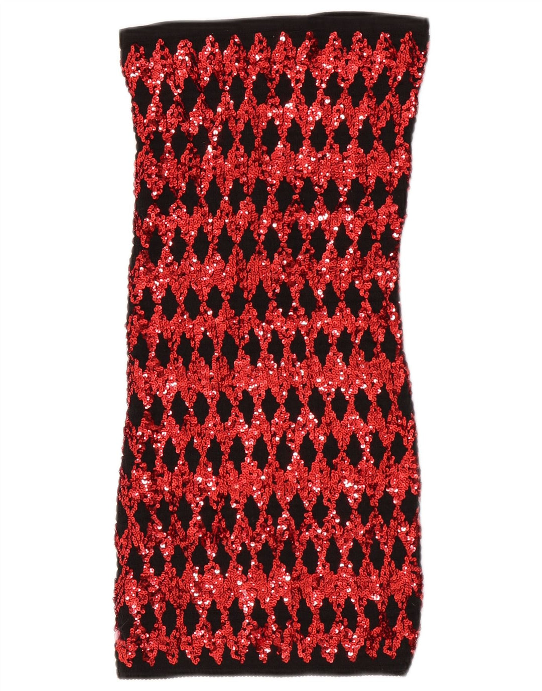 Vintage γυναικείο μίνι στράπλες φόρεμα UK 4 XS Red Argyle/Diamond Polyester