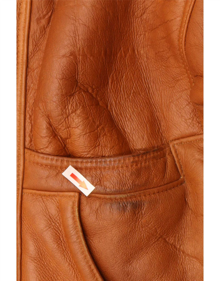 Vintage Ανδρικό Shearling Jacket 3 Button IT 48 Medium Brown Colorblock