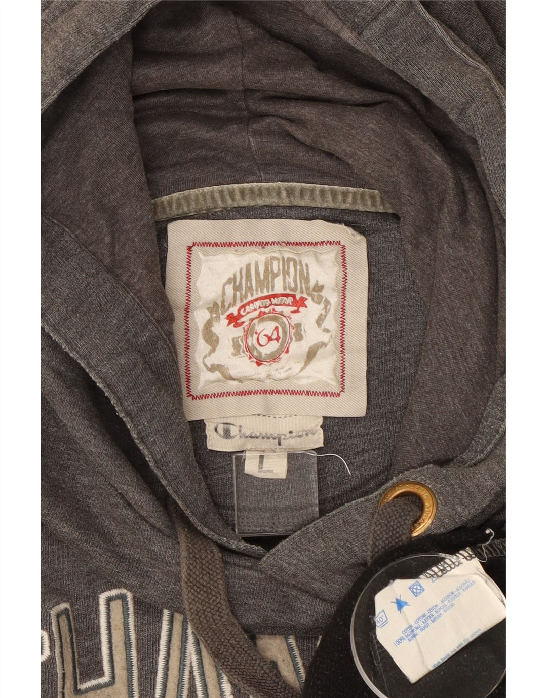 CHAMPION Γυναικεία γραφικά κουκούλα UK 16 Large Grey Cotton