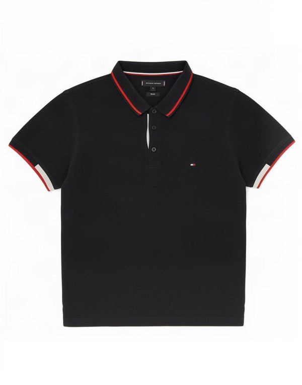 Tommy Hilfiger Mens Slim Fit Polo Shirt Large Navy Blue Cotton