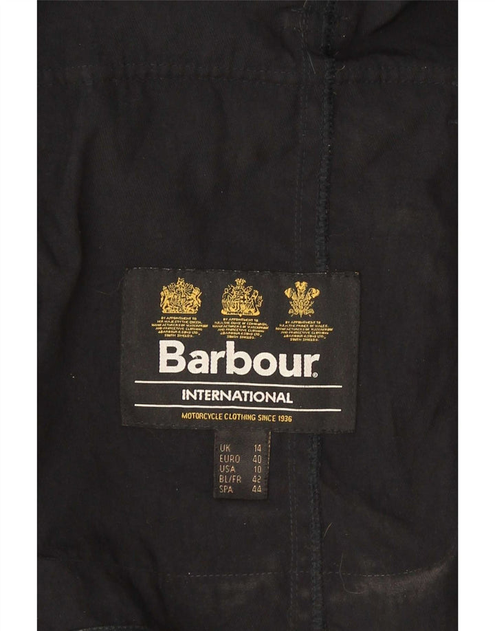 Γυναικείο Στρατιωτικό Μπουφάν Barbour από συνθετικό δέρμα UK 14 μεγάλο μαύρο πολυεστέρα