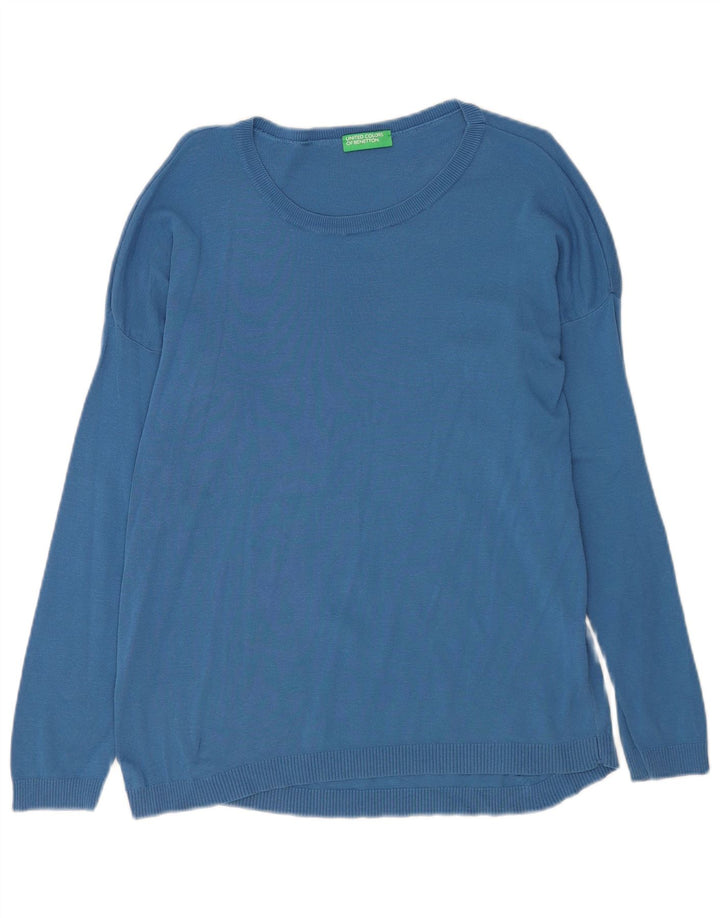 Γυναικείο πουλόβερ Benetton Crew Neck Jumper UK 14 Medium Blue Cotton