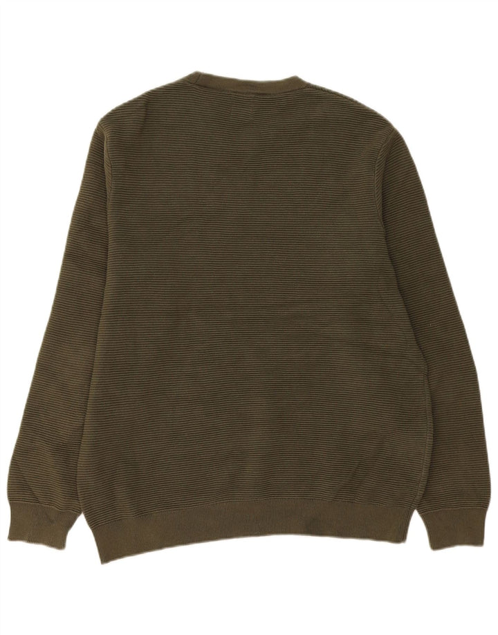 Ανδρικό πουλόβερ Zara Crew Neck Jumper Μεγάλο Χακί Βαμβακερό
