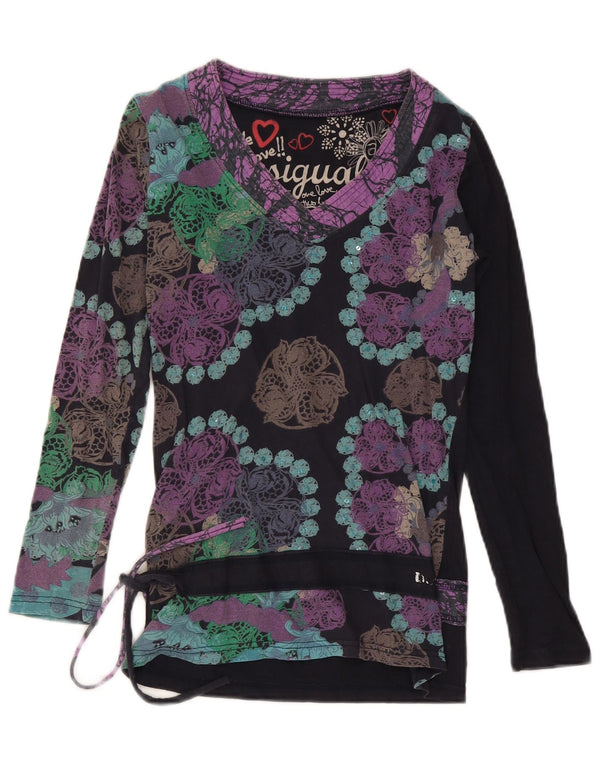 Desigual Womens Long Sleeve Blouse Top UK 12 Medium Multicoloured Floral