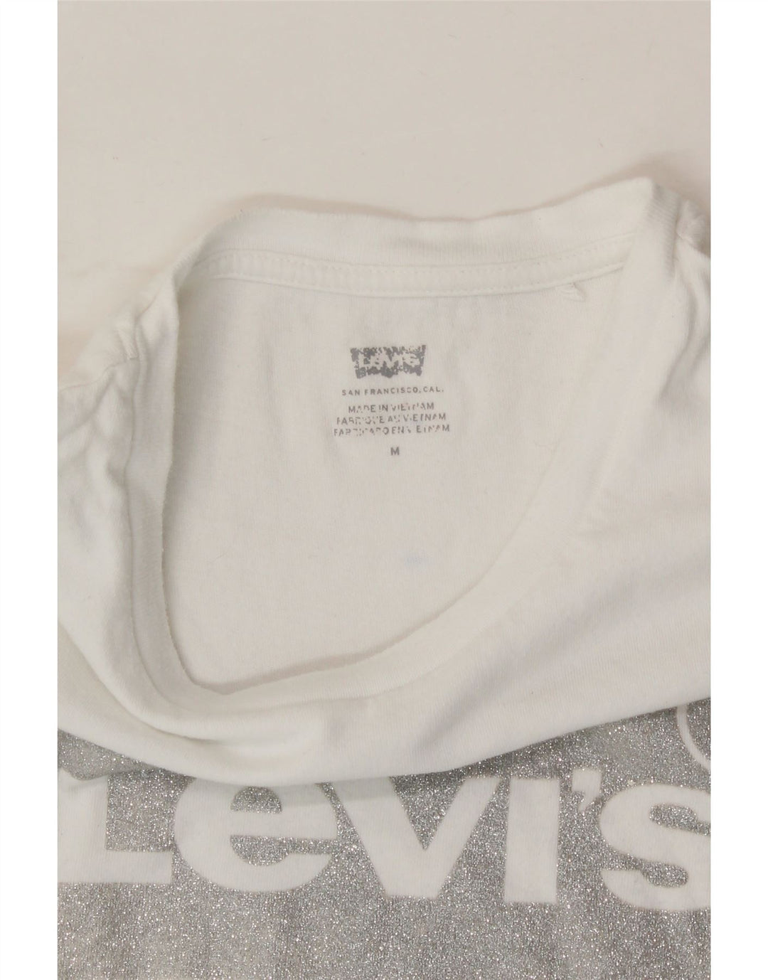 LEVI'S Womens Graphic T-Shirt Top UK 12 Medium White Vintage Levi's and Second-Hand Levi's from Messina Hembry 