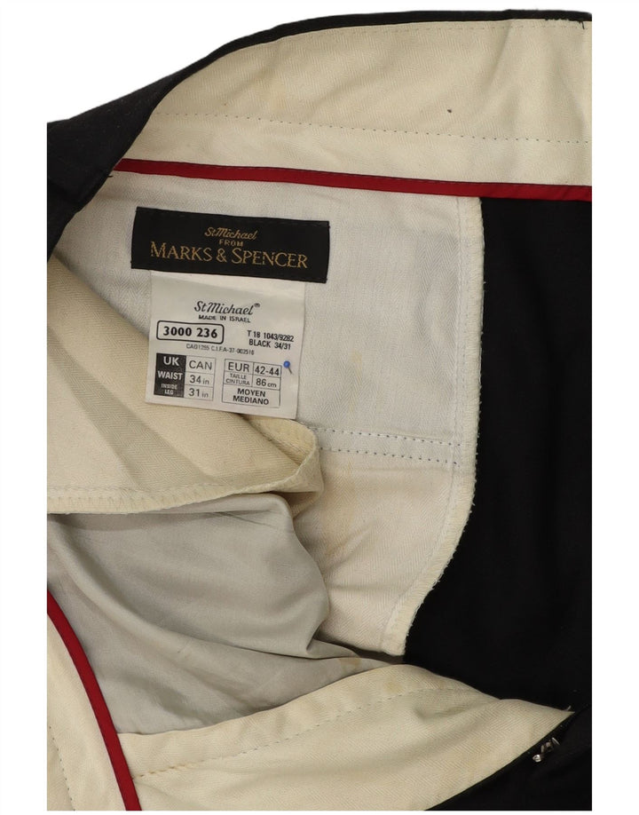 Marks & Spencer Ανδρικό παντελόνι με καρφίτσα W34 L30 Γκρι μαλλί