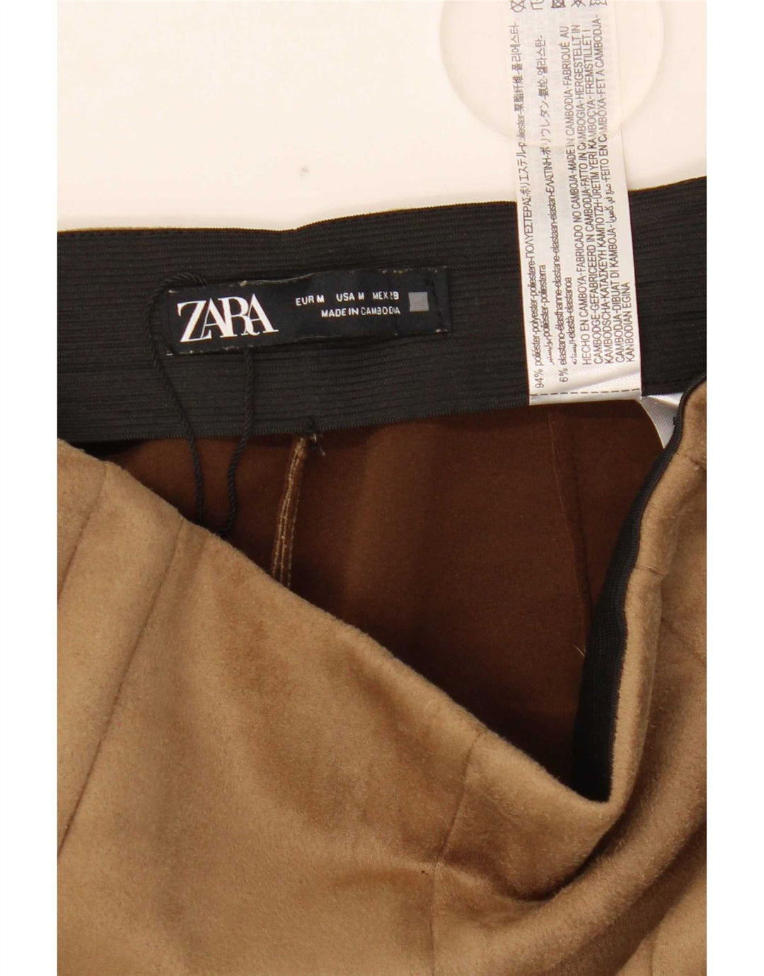 Zara Γυναικείο Λεπτό Ψηλόμεσο Παντελόνι Μεσαίο W28 L27 Καφέ Πολυεστέρας