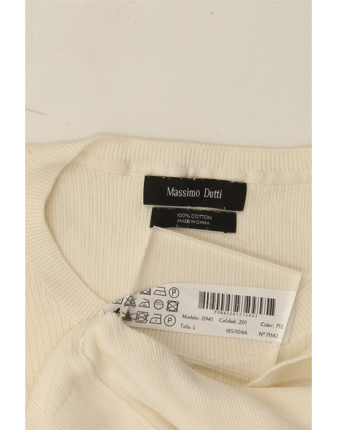 Ανδρικό κοντομάνικο μπλουζάκι Massimo Dutti Top μεγάλο λευκό βαμβακερό