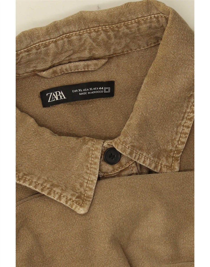 Ανδρικό πουκάμισο Zara XL καφέ