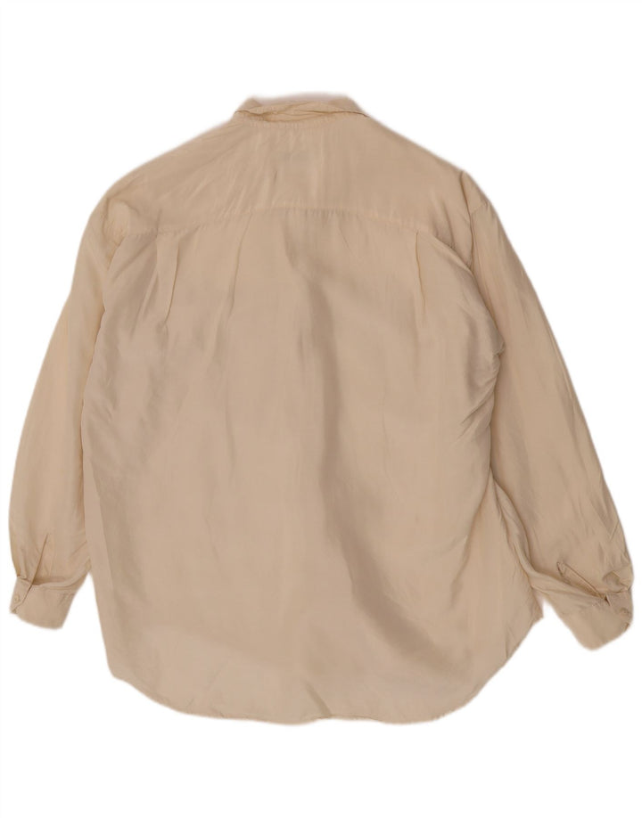 Vintage γυναικείο πουκάμισο oversized μπλούζα UK 14 Medium Off White