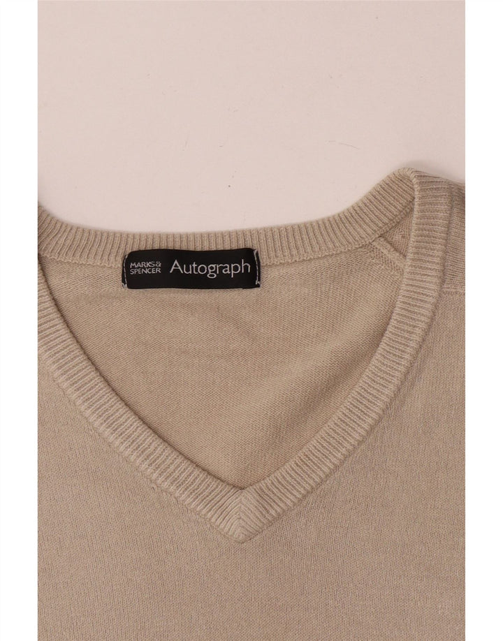Ανδρικό πουλόβερ Marks & Spencer Autograph με V-Neck Jumper Medium Beige
