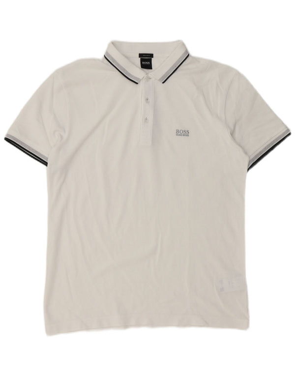 Ανδρικό μπλουζάκι πόλο Hugo Boss με κανονική εφαρμογή, μεγάλο λευκό βαμβακερό