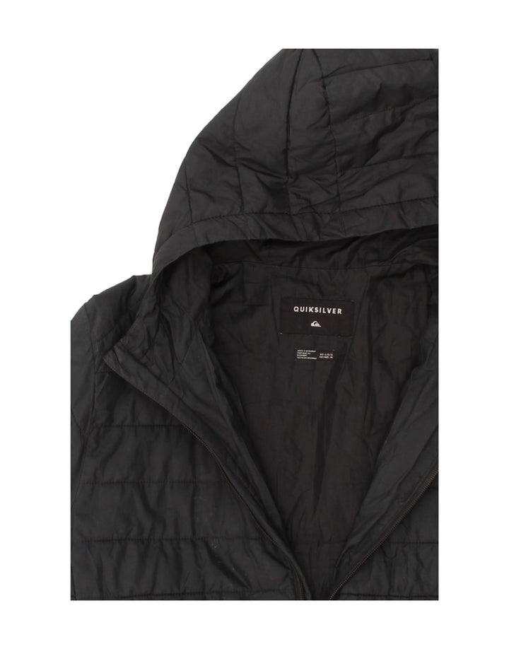 QUIKSILVER Womens Hooded Padded Jacket UK 16 Large Black Polyester Vintage Quiksilver and Second-Hand Quiksilver from Messina Hembry 