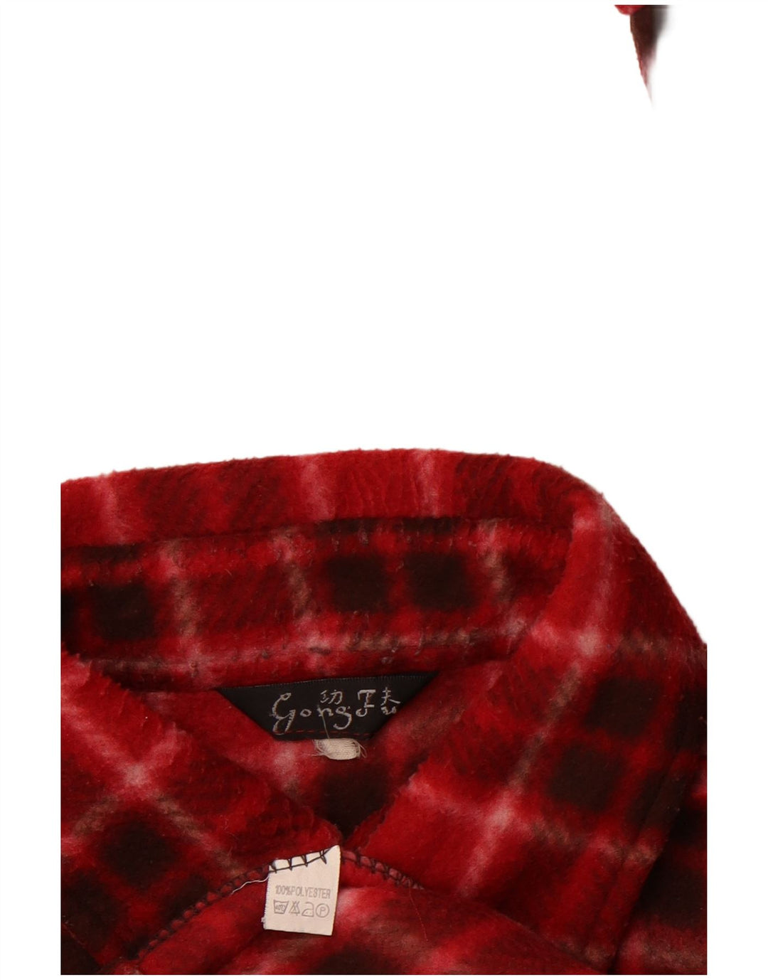 VINTAGE Ανδρικό πουκάμισο Fleece Μεγάλο Κόκκινο Check Polyester