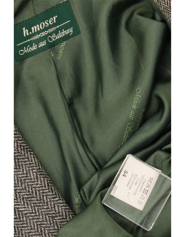 H.MOSER Ανδρικό σακάκι μπλέιζερ με 3 κουμπιά EU 54 2XL Γκρι μαλλί ψαροκόκαλο