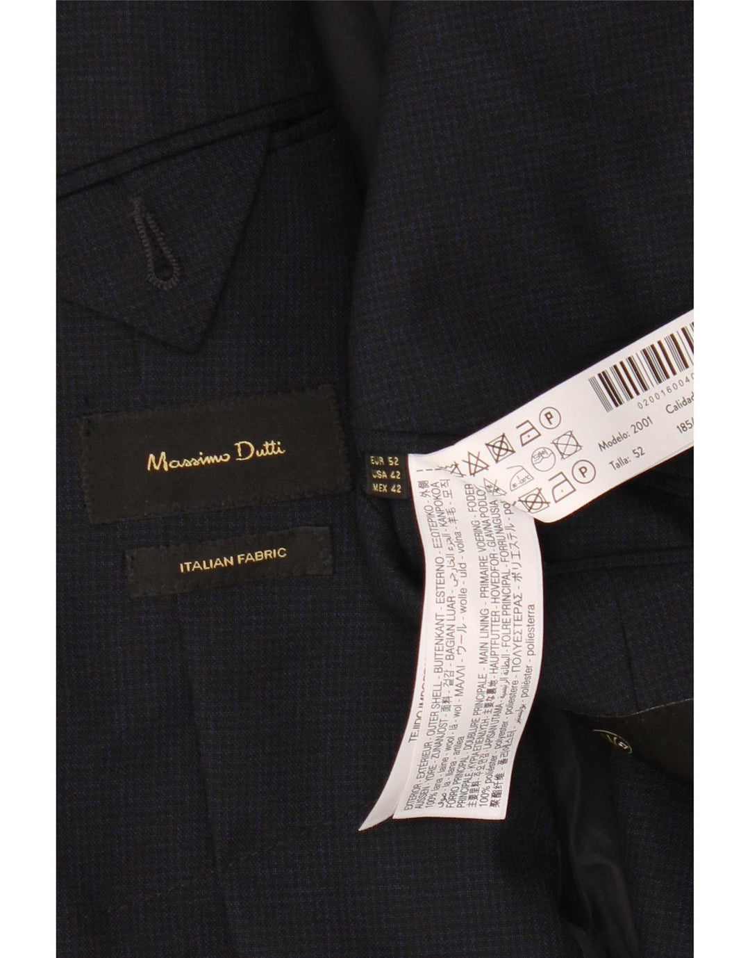 Massimo Dutti Ανδρικό σακάκι μπλέιζερ με 2 κουμπιά EU 52 Large Navy Blue Wool