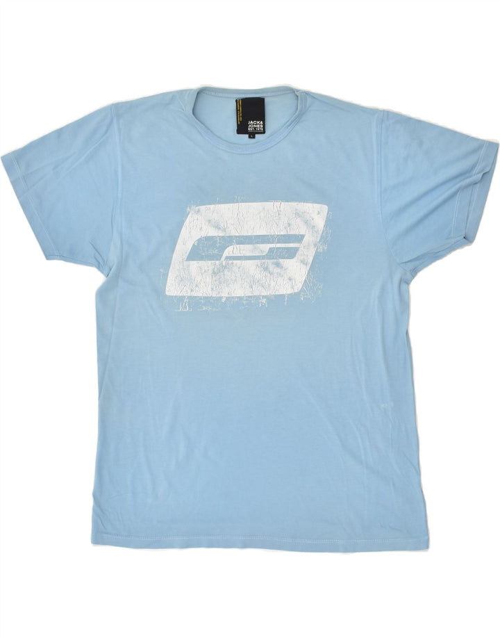 JACK & JONES Mens Graphic T-Shirt Top Large Blue Cotton | Vintage Jack & Jones | Thrift | Second-Hand Jack & Jones | Used Clothing | Messina Hembry 